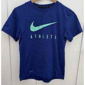 Nike Dry-Fit Boys YLG Blue Logo Tee "Athlete"